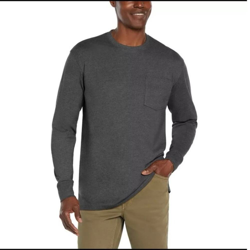 Woolrich Green Label Charcoal Long Sleeve Pocket Tee Shirt Men’s Small Cotton
